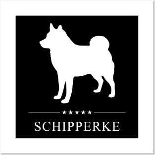 Schipperke Dog White Silhouette Posters and Art